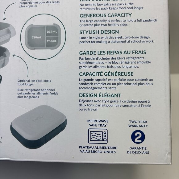 New Bentgo Chill XL 5 Cup Lunch Box Set Ice Pack 3/4 Compartment 8B03WB Blue - Picture 9 of 10